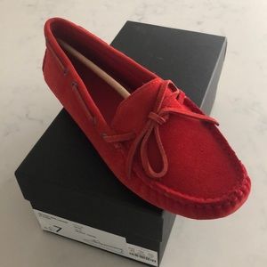J. Crew Red Suede Moccasins